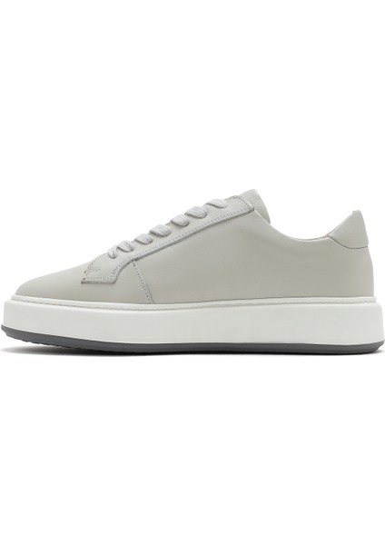 Erkek Beyaz Kalın Tabanlı Bağcıklı Deri Sneaker 25SFD630718