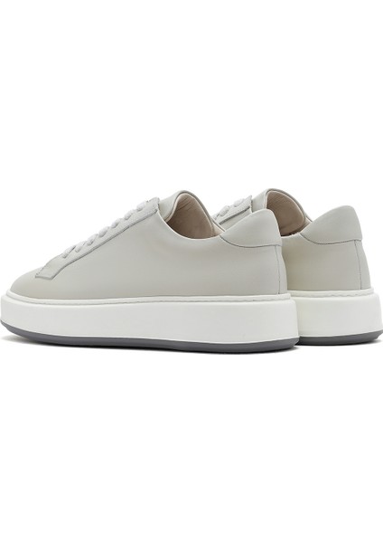 Erkek Beyaz Kalın Tabanlı Bağcıklı Deri Sneaker 25SFD630718
