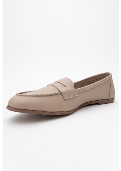 F02 Biskuvi Cilt Hakiki Deri Kadın Loafer Ayakkabı modelleri