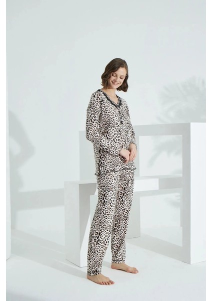 Angelique V Yaka Uzun Kol Kadın Pijama Takım 21500 fırsatları