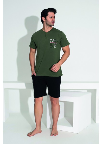 Erkek Şort Tshirt Pijama Takımı 25255 Yeşil modelleri
