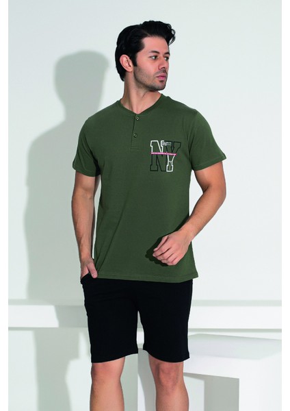 Erkek Şort Tshirt Pijama Takımı 25255 Yeşil fırsatları