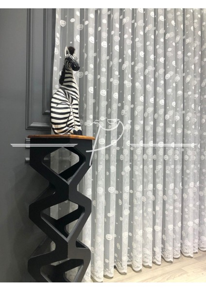 , Gülen Yüz Desenli Çocuk, Salon, Mutfak Tülü, li, Lüks, Kırışmaz, Ütüsüz.