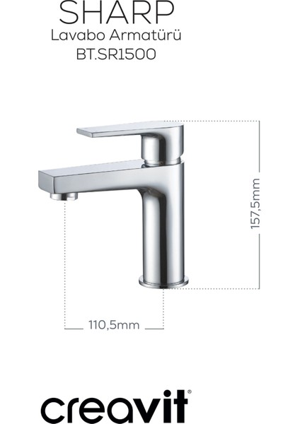 Sharp Lavabo Armatürü Krom