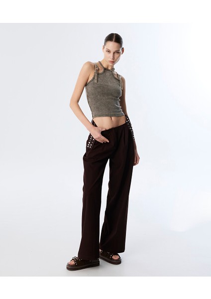 Trok ve Strass Taş Baskılı Pantolon TS1250003229023 fiyatları