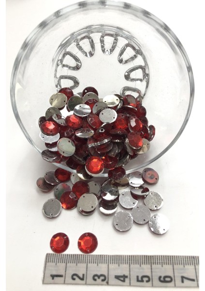Kırmızı Yuvarlak Plastik Dikme Taş 20 gr