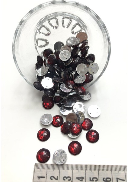 Bordo Yuvarlak Plastik Dikme Taş 20 gr
