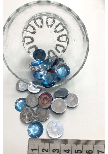 Yuvarlak Mavi Plastik Dikme Taş 20 gr