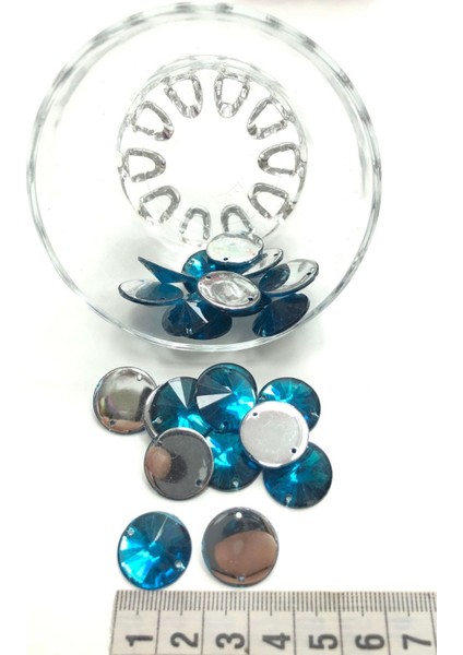 Yuvarlak Turkuaz Plastik Dikme Taş 20 gr