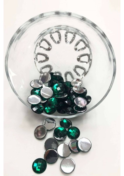 Yuvarlak Yeşil Renk Plastik Dikme Taş 20 gr