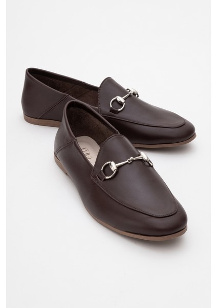F03 Kahve Cilt Hakiki Deri Kadın Loafer Ayakkabı