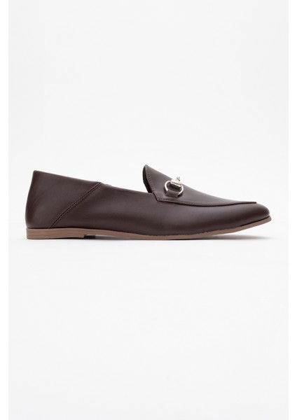 F03 Kahve Cilt Hakiki Deri Kadın Loafer Ayakkabı modelleri