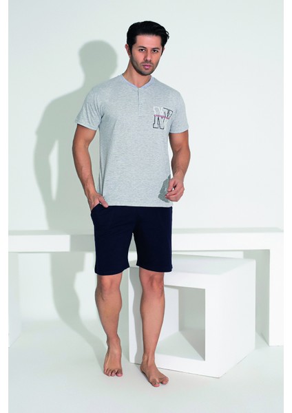 Erkek Şort Tshirt Pijama Takımı 25255 Gri modelleri