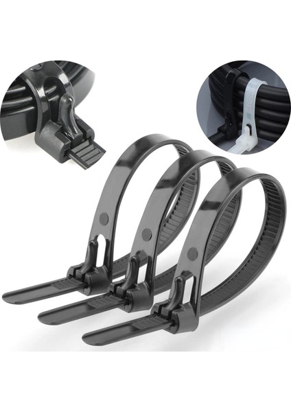 100 Adet 200*5MM Kendinden Kilitli Naylon Kablo Bağı Döngü Raptiye/ayarlanabilir Elastik Kravat Organizatör/evrensel Pres Tipi Organizatör Klip (Yurt Dışından)