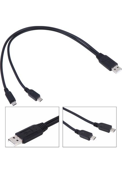 USB 2.0 Erkekten Erkeğe Çift Mikro USB Ayırıcı ve Şarj Veri Kablosu (Yurt Dışından)