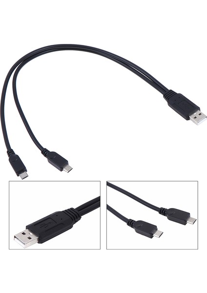 USB 2.0 Erkekten Erkeğe Çift Mikro USB Ayırıcı ve Şarj Veri Kablosu (Yurt Dışından)