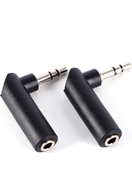 Sağ Açı 90 Derece 3.5mm 3 Kutuplu Ses Stereo Erkek - Dişi Uzatma Adaptörü (Yurt Dışından)