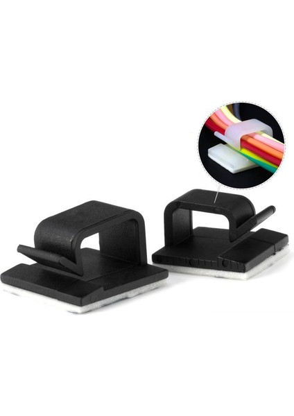100 Adet Yapışkanlı Kablo Kalıcı Tel Klipler Kablo Düzenleyici Tutucu Kalıcı Çapa Duvar Masası Için 14X14MM (Yurt Dışından)