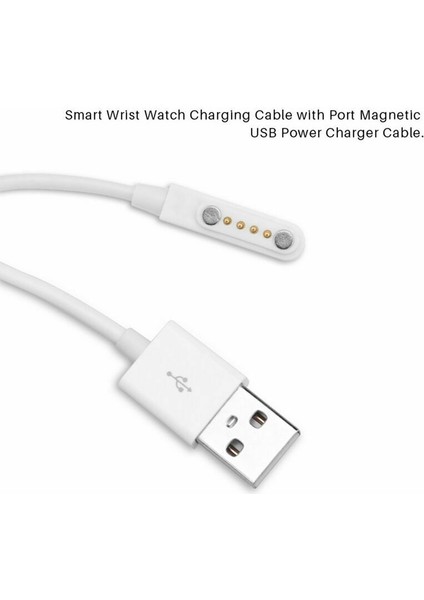 Manyetik Şarj Cihazı USB 2.0 Şarj Kablosu Kablosu Güç 4 Pin Akıllı Saat KW88 (Yurt Dışından)