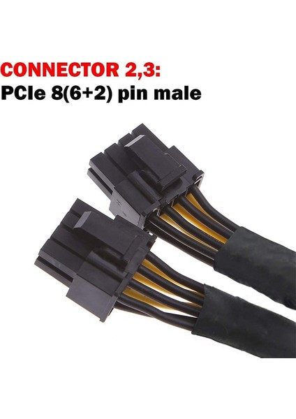 Adet Gpu Pcıe 8 Pin Dişi Çift 2x 8 Pin (6+2) Erkek Pcı Express Adaptör Örgülü Y-Splitter Uzatma Kablosu, 20 cm (Yurt Dışından)