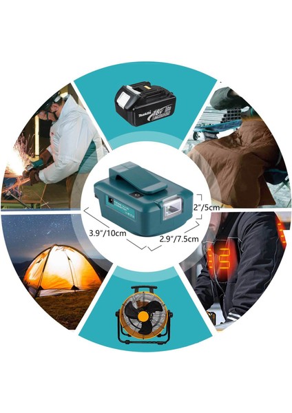 Dewalt Piller Için LED Spot Işığına Sahip 14,4V/18V Lityum Adaptör USB Dönüştürücü (Yurt Dışından)