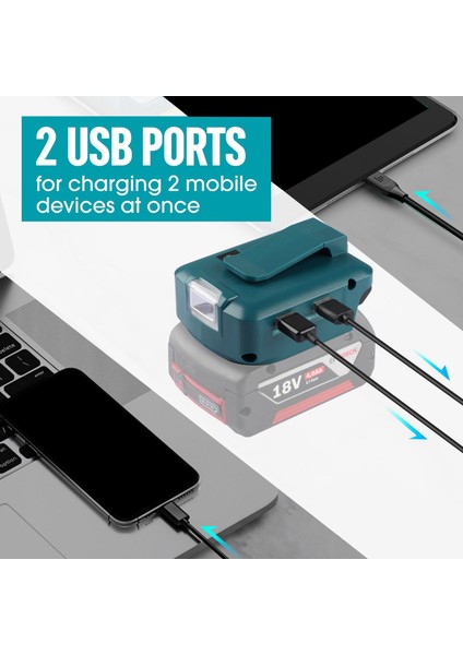Dewalt Piller Için LED Spot Işığına Sahip 14,4V/18V Lityum Adaptör USB Dönüştürücü (Yurt Dışından)