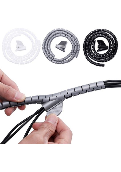 2m Kablo Tel Düzenli Kordon Sarma Organizatör Spiral Tüp Kablo Sarıcı Kordon Koruyucu Esnek Ev Ofis Masası Depolama Organizatör Aracı (Yurt Dışından)