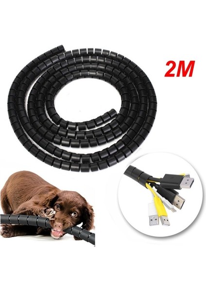 2m Kablo Tel Düzenli Kordon Sarma Organizatör Spiral Tüp Kablo Sarıcı Kordon Koruyucu Esnek Ev Ofis Masası Depolama Organizatör Aracı (Yurt Dışından) fiyatları