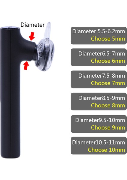 5/6/7/8/9/10MM Şeffaf Bluetooth Kulaklık Silikon Kulaklık Kulak Kancası Döngü Klipler (Yurt Dışından)