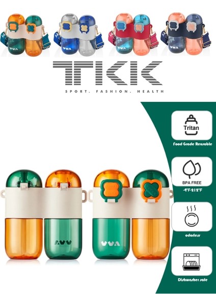 Tkk Tek Gövde Çift Hazneli Pipetli-Pipetsiz Kullanım Askı Aparatlı Çocuk Su Şişesi - 800 Ml. indirimleri
