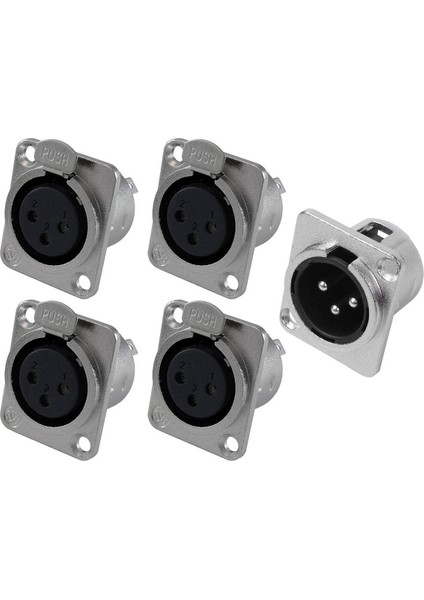 Paket Xlr Jakı 3 Pin - Panel Montajlı Jak D Serisi: 4 Paket Dişi Boyutu Xlr-F ve 4 Paket Erkek Boyutu Xlr-M (Yurt Dışından)