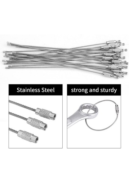 20 Adet Paslanmaz Çelik Tel Anahtarlık Halka Tutucu Metal Kablo Tel Ipi Açık Havada Asmak Için Vida Kilitleme ile (Yurt Dışından) modelleri