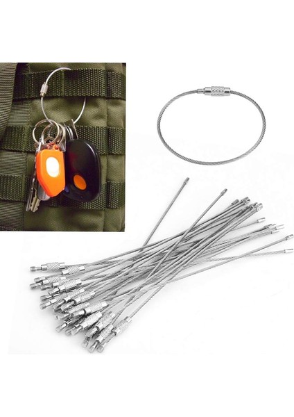 20 Adet Paslanmaz Çelik Tel Anahtarlık Halka Tutucu Metal Kablo Tel Ipi Açık Havada Asmak Için Vida Kilitleme ile (Yurt Dışından) indirimleri