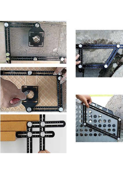 Drillpro 8 Katlanır Alüminyum Alaşımlı Çok Açılı Cetvel Bulucu Ölçüm Cetveli Delikli Kalıp Şablon Aracı Kiremit Delik Bulucu Matkap Kılavuzu (Yurt Dışından)