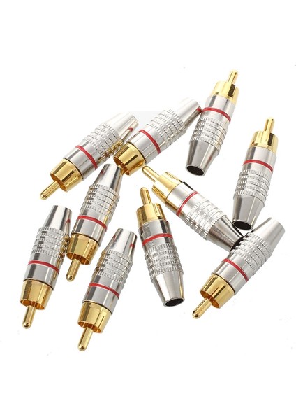 10 Adet Altın Sesi Erkek Rca Fiş Ses Konektörü Metal Yay Adaptörü ve 10 Adet Adaptör Ses Koaksiyel Kablo Konektörü Rca Fiş Dikişsiz (Yurt Dışından)