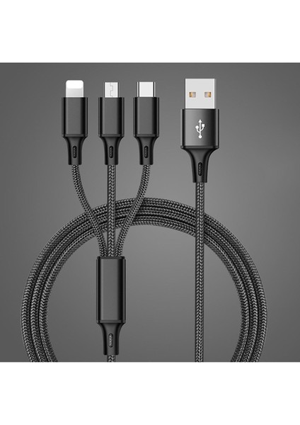 iPhone Android Için 3'ü 1 Arada Çoklu Tip-C Kablo Mikro USB Veri Senkronizasyonu Hızlı Şarj (Yurt Dışından)