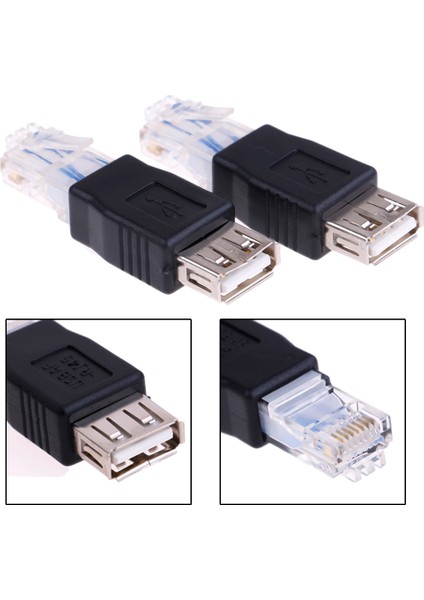 Adet Ethernet RJ45 Erkek USB Dişi Konnektör Dönüştürücü Adaptör (Yurt Dışından)