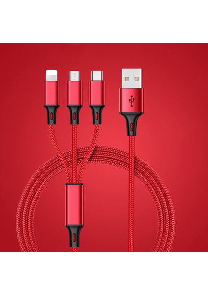 iPhone Android Için 3'ü 1 Arada Çoklu Tip-C Kablo Mikro USB Veri Senkronizasyonu Hızlı Şarj (Yurt Dışından)