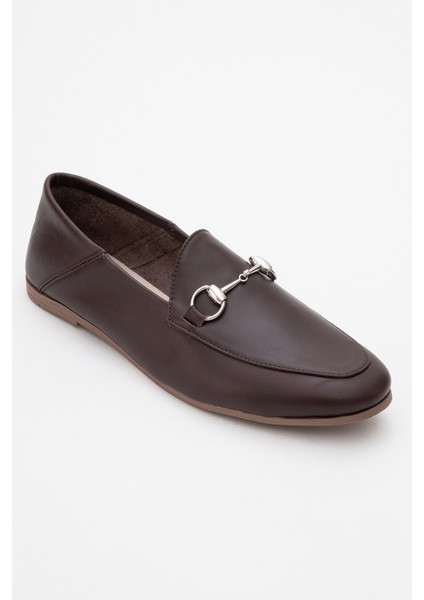 F03 Kahve Cilt Hakiki Deri Kadın Loafer Ayakkabı