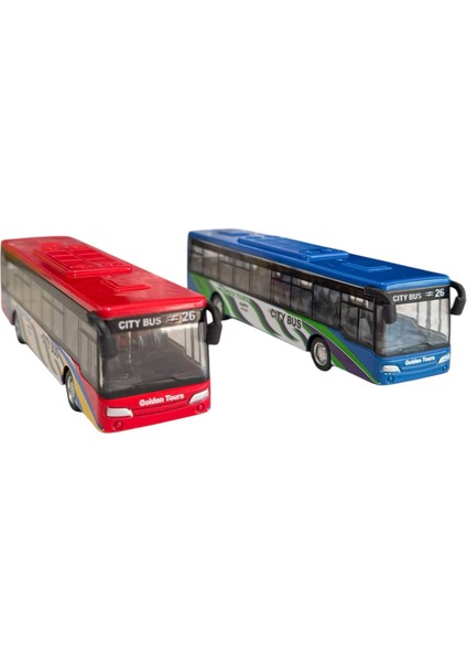 Çek Bırak Körüklü Metal Otobüs 15 cm Kırmızı ve Mavi fiyatları