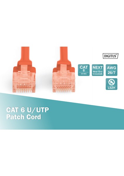DK-1617-020/R 2 mt Cat6 AWG26/7 U/utp Lszh Kırmızı Patch Cord Kablo