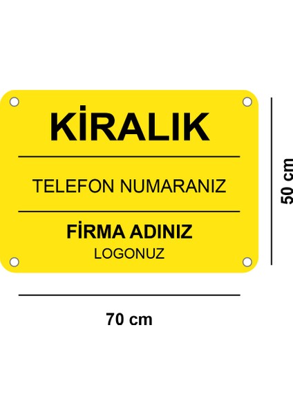Sarı Kiralık Emlak Afişi 70x50 cm Yatay 250 gr. Vinil Branda