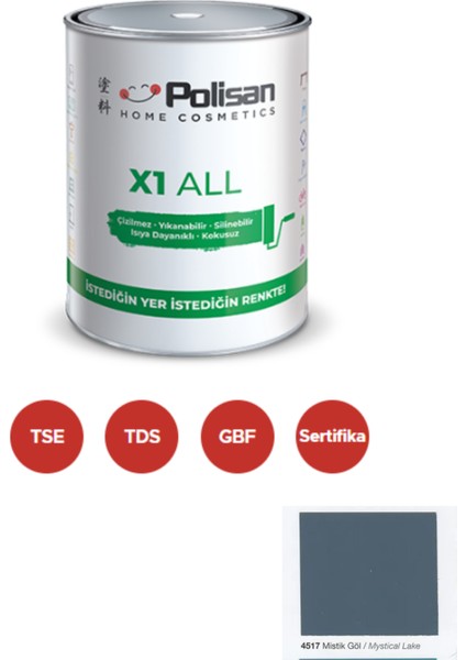 X1 All Dönüşüm Boyası 0,75 Lt Mistik Göl / 4517