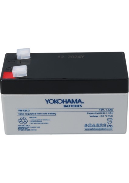 YH-121.3 12 Volt 1.3 Amper Akü 97X43X52 mm Yeni Tarihli Taze Akü