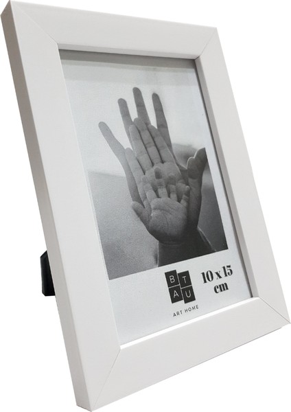 Fotoğraf Çerçevesi 10 x 15 cm Beyaz Renk Gerçek Camlı Masaüstü Ayaklı ve Duvara Asılabilir