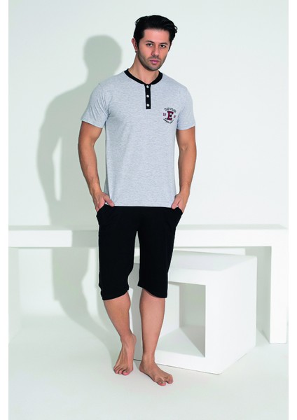 Erkek Şort Tshirt Pijama Takımı 25257 Gri modelleri