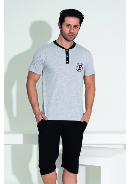 Erkek Şort Tshirt Pijama Takımı 25257 Gri fırsatları