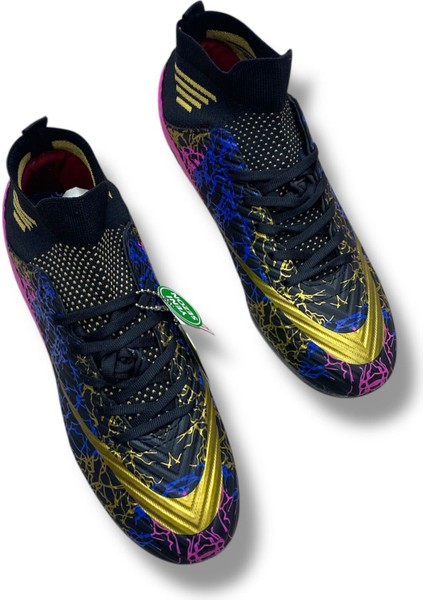 Çoraplı Airboom Halısaha Ayakkabı Siyah Mor Altın Desenli fiyatları