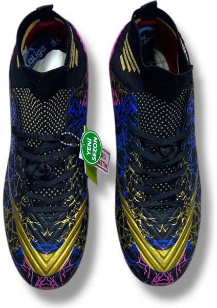 Çoraplı Airboom Halısaha Ayakkabı Siyah Mor Altın Desenli fırsatları