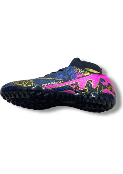 Çoraplı Airboom Halısaha Ayakkabı Siyah Mor Altın Desenli indirimleri